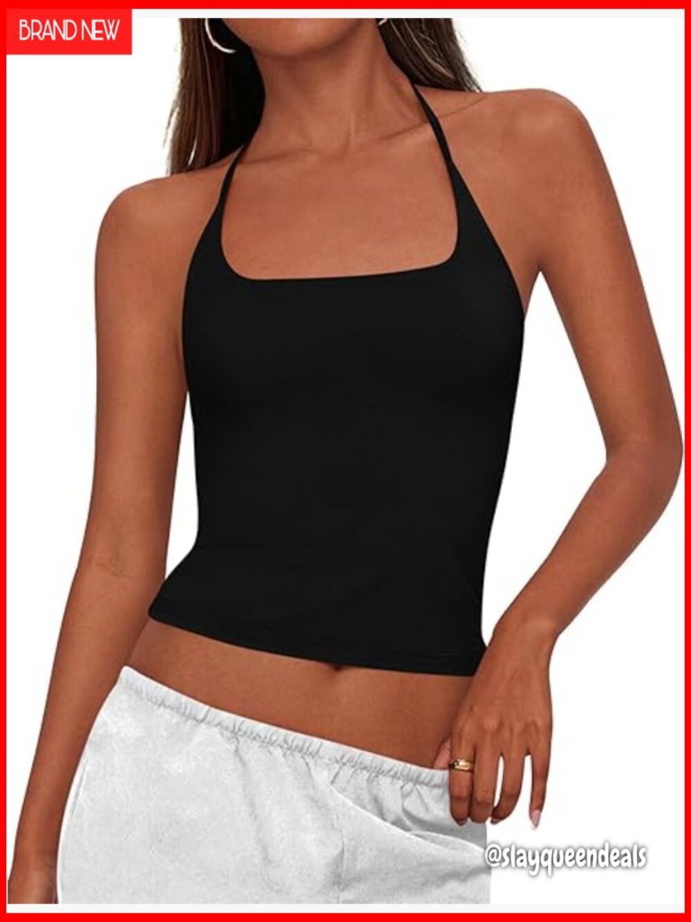 Halter Crop Tank Top Sleeveless Square Neck Workout Going Out Y2K